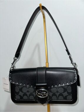 Coach Georgie Shoulder Bag in Colorblock Signature Canvas with Rivets
